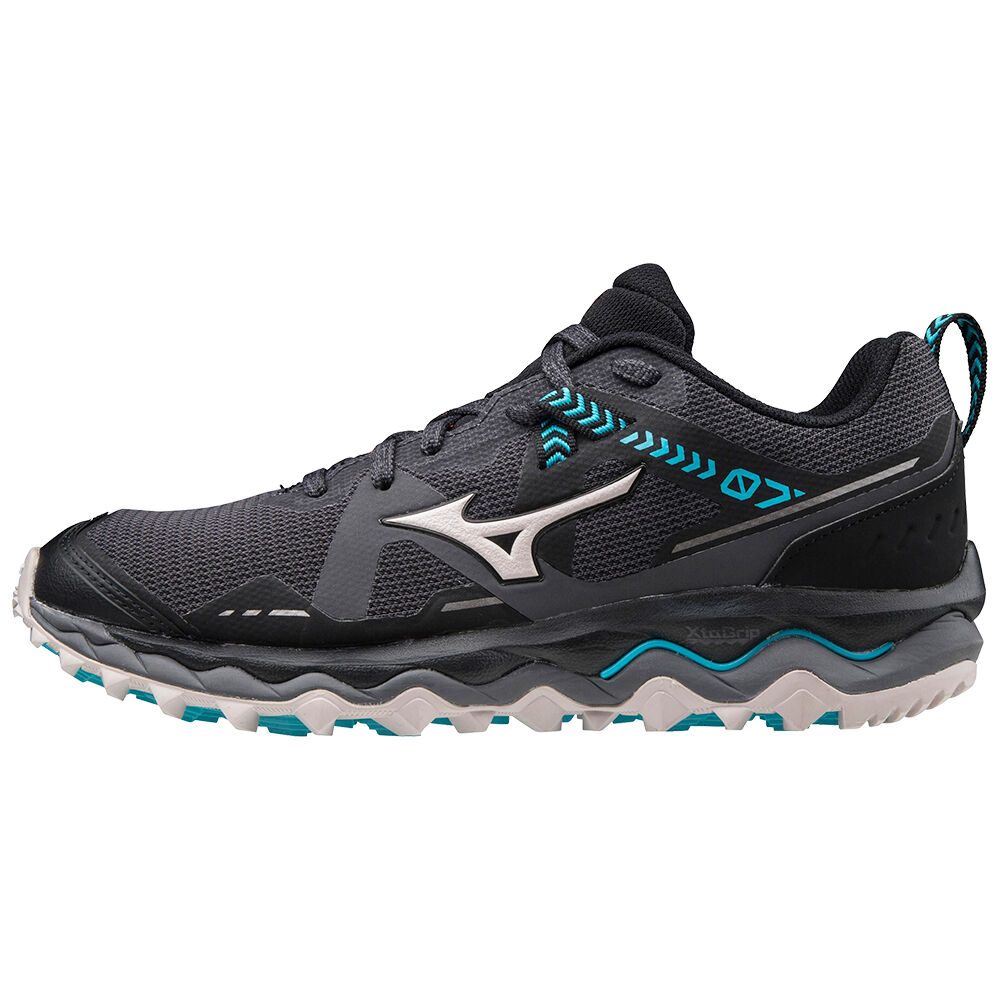 Tenis Para Trilha Mizuno Wave Mujin 7 - Mulher - Pretas/Cinzentas/Azuis - VUYPK8709